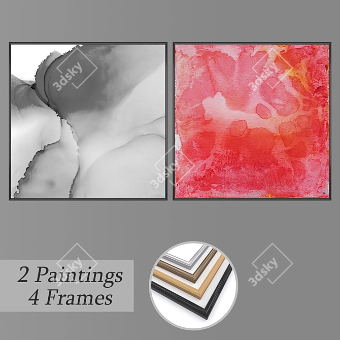 Elegant Wall Art Set with Frames 3D model image 1