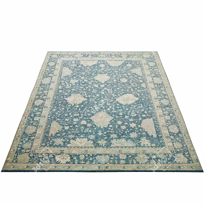 Opale Hand-Knotted Wool Rug: Luxurious Elegance for Your Space 3D model image 2