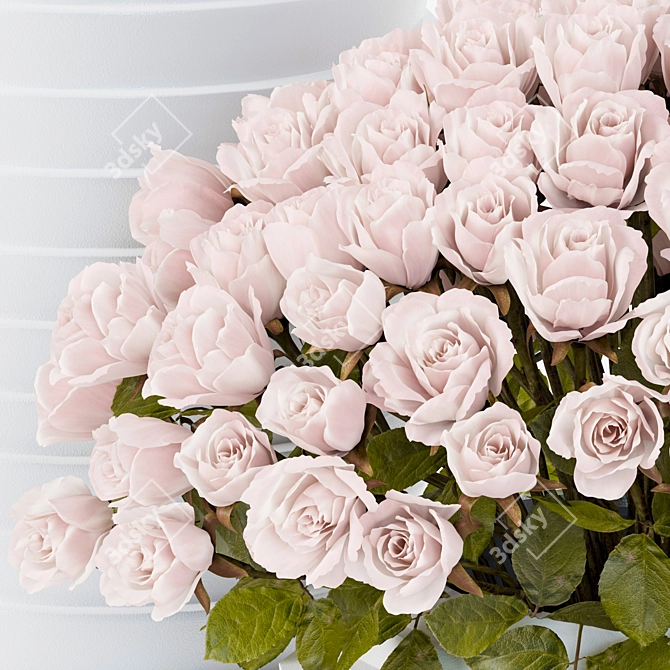 Elegant Pink Rose Bouquet 3D model image 2