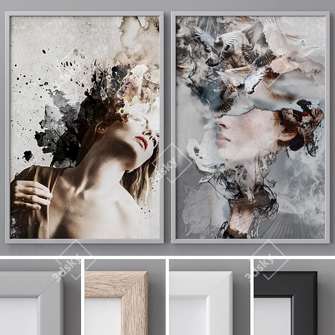 Modern Abstract Photo Frames Set 3D model image 1