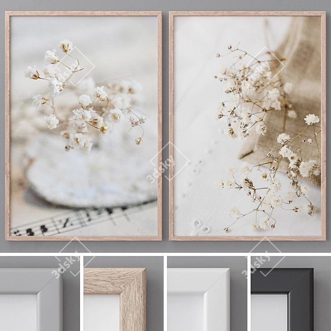 Modern Abstract Paintings Set 3D model image 1