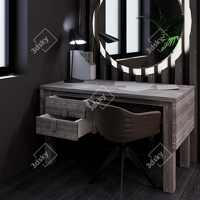 Concept Pine Writing Table 3D model image 3