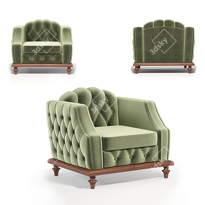 Luxurious Chesterfield Brighton Sofa 3D model image 1