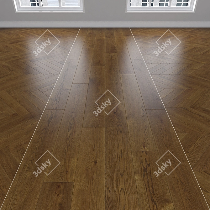 Oak Parquet: Herringbone, Linear & Chevron 3D model image 1