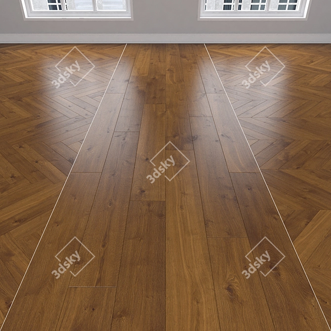 Versatile Parquet Oak: Herringbone, Linear & Chevron 3D model image 1