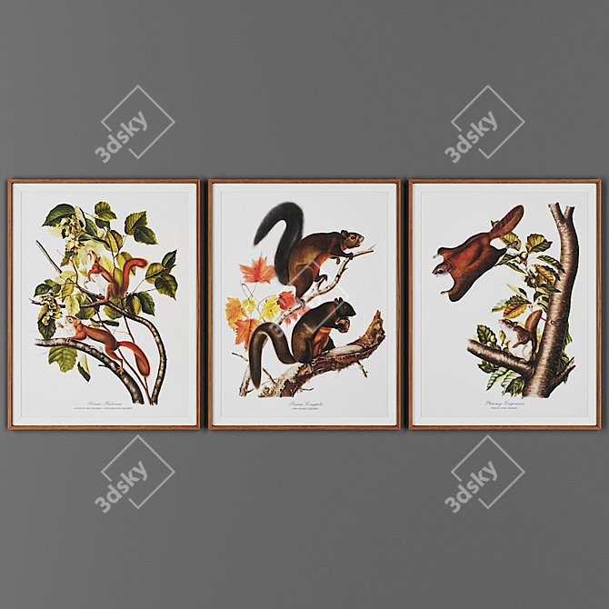 Wooden Frame Pictures Set 3D model image 1