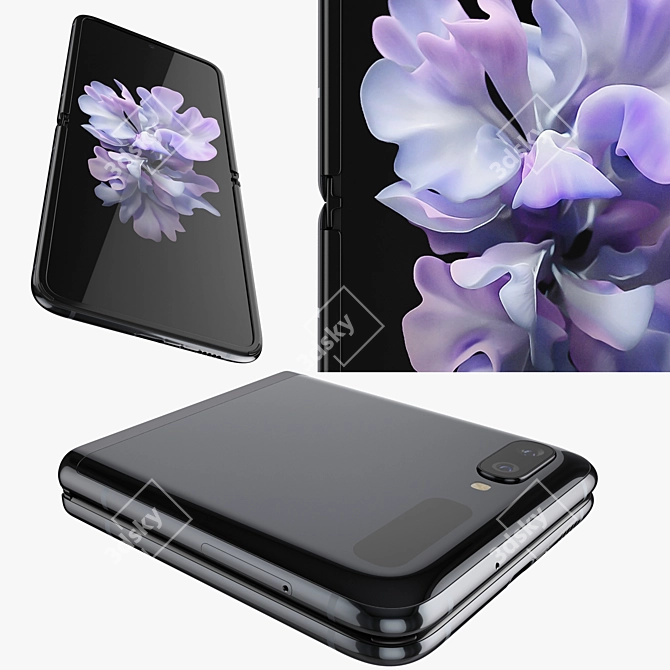 Sleek Samsung Galaxy Z Flip Black 3D model image 3