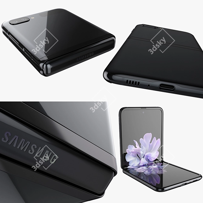 Sleek Samsung Galaxy Z Flip Black 3D model image 4