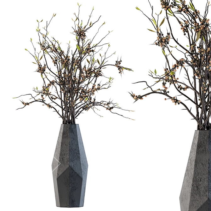 Elegant Dried Branches in Concrete 3D model image 1