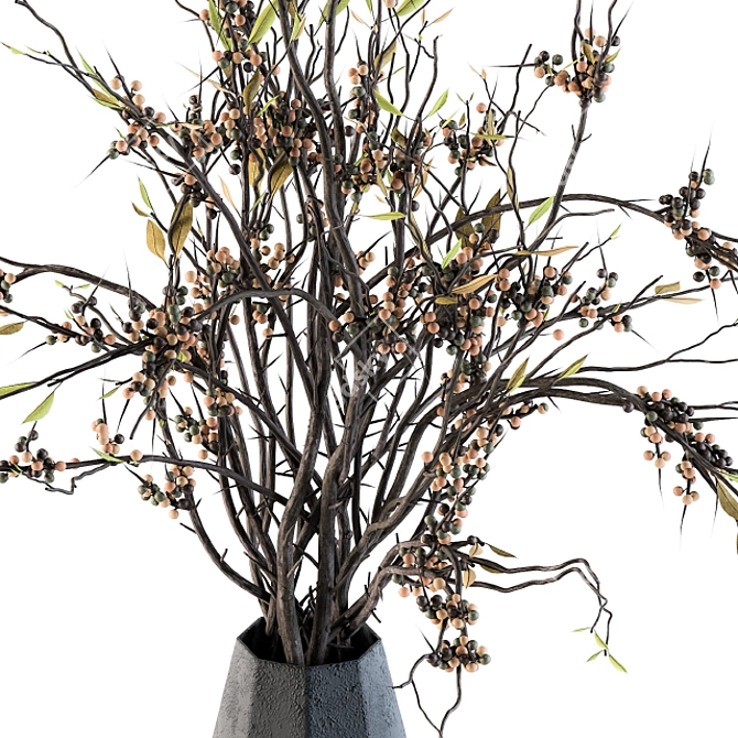 Elegant Dried Branches in Concrete 3D model image 3