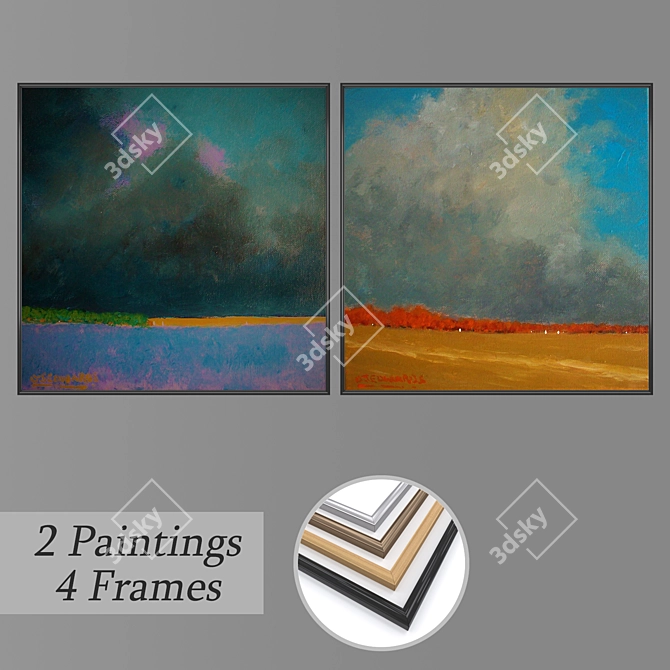 Modern Wall Art Set with Multiple Frames 3D model image 1