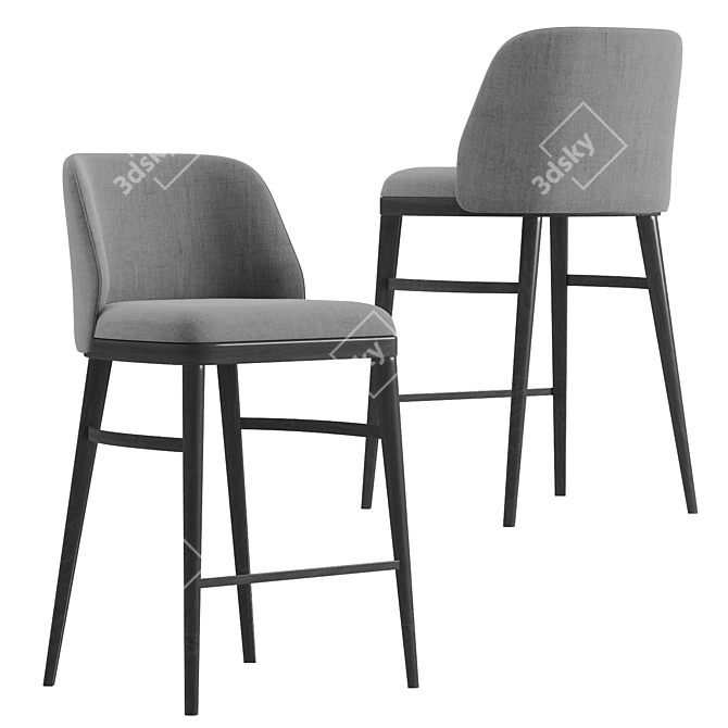 LUM Oak Bar Stool: Elegant Seating Choice 3D model image 1