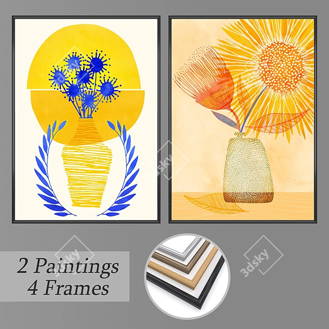 Vintage Wall Art Set 3D model image 1