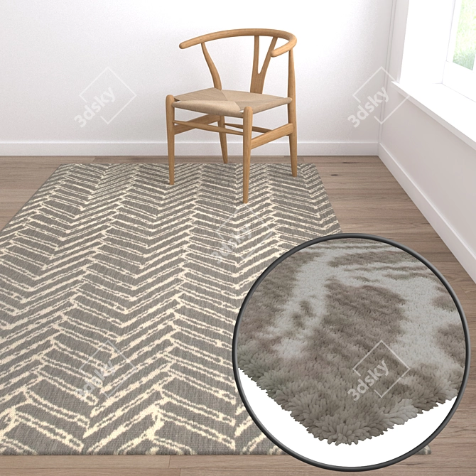 Luxury Rug Collection: 3 High-Quality Carpets Set 3D model image 5