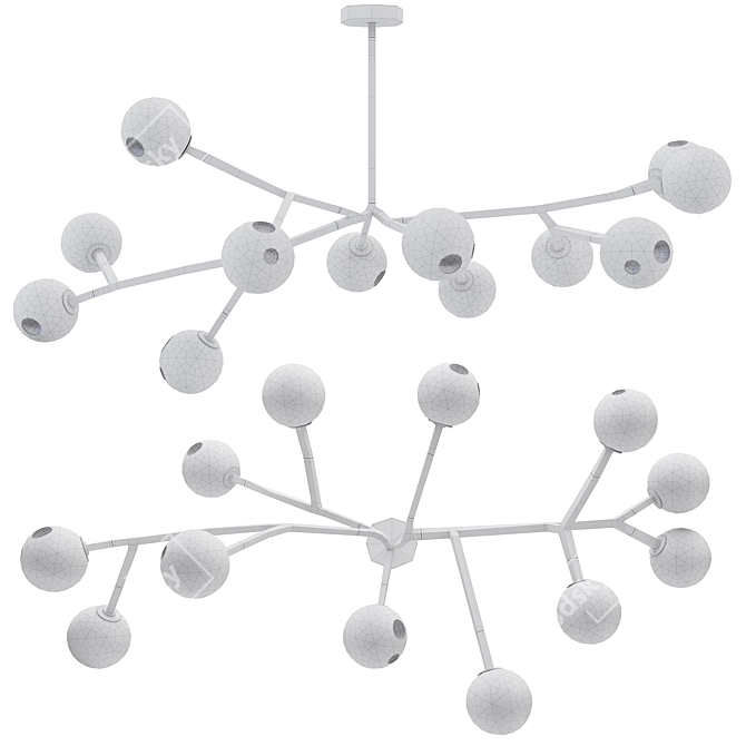 Elegant 28-Armature Bocci Chandelier 3D model image 2