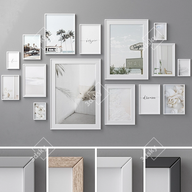 15-Piece Wall Photo Frame Set 3D model image 1