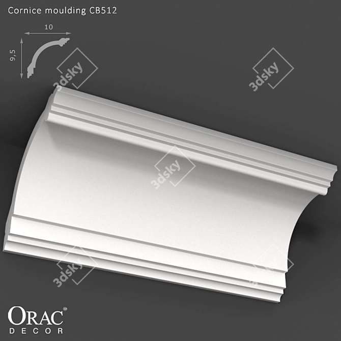 Elegant Linear Cornice Moulding 3D model image 1