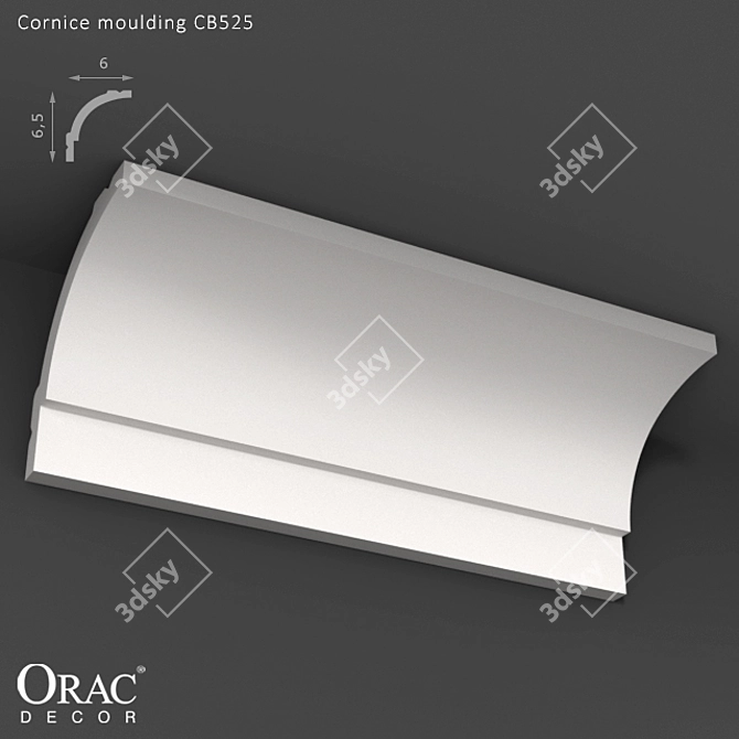 Elegant Medium-sized Cornice Moulding 3D model image 1