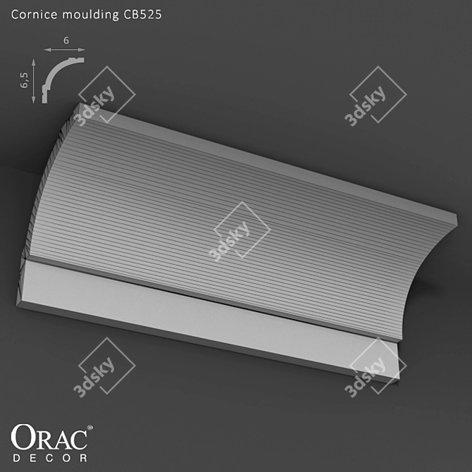 Elegant Medium-sized Cornice Moulding 3D model image 2