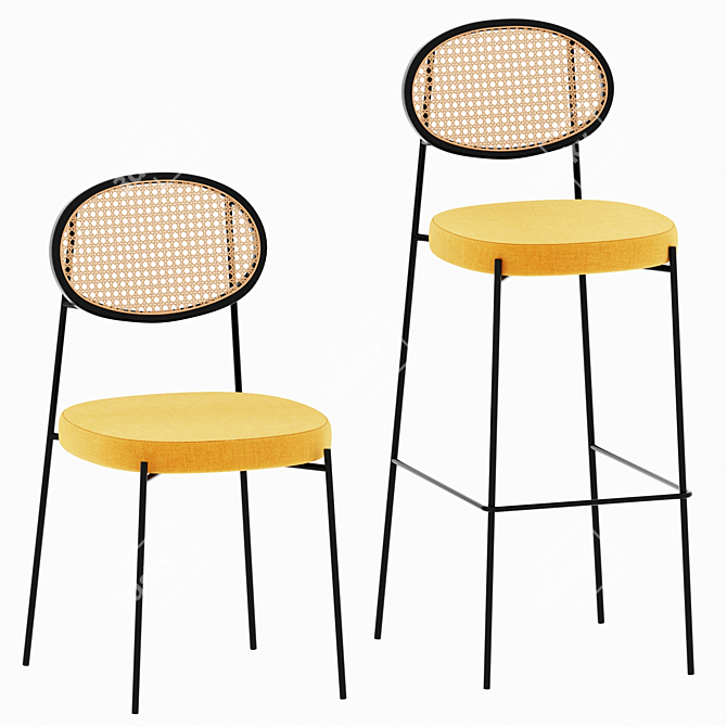 Drift Rattan Chairs: Modern Elegance for any Space 3D model image 1