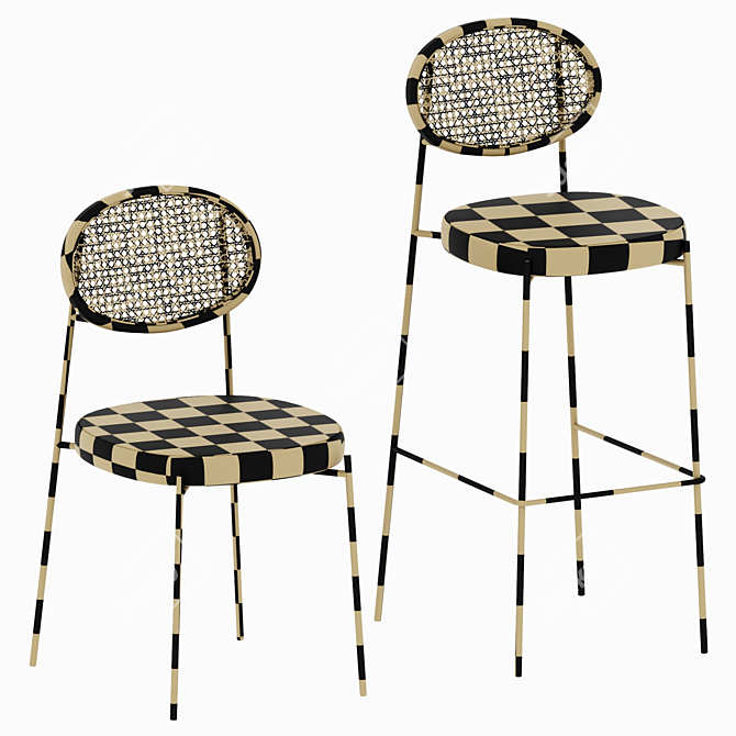 Drift Rattan Chairs: Modern Elegance for any Space 3D model image 4