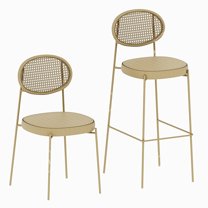 Drift Rattan Chairs: Modern Elegance for any Space 3D model image 5