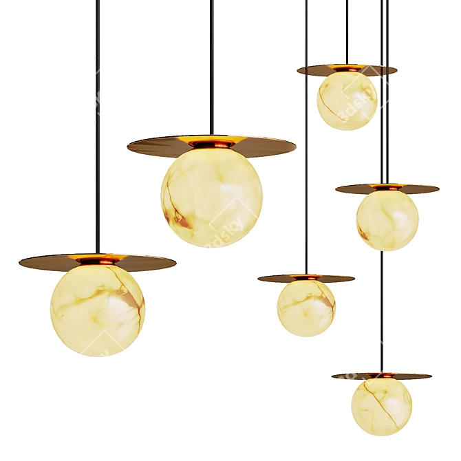 Elegant Marble Orb Pendant Light 3D model image 1