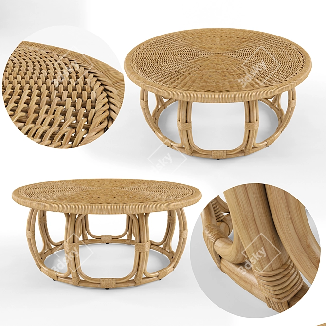 Elegant Anguilla Rattan Table 3D model image 1