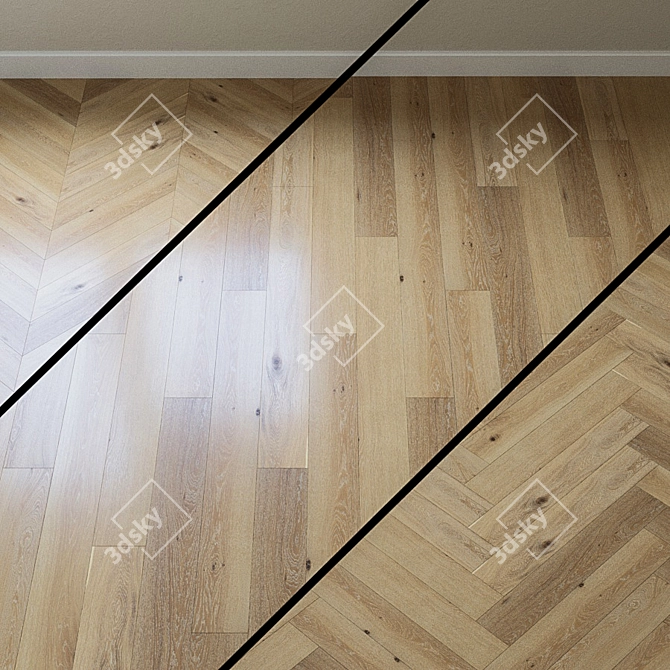 Title: Upofloor Oak Parquet Board - Authentic and Elegant 3D model image 1