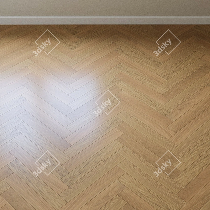 Title: French Oak Parquet Elegance Flooring 3D model image 4