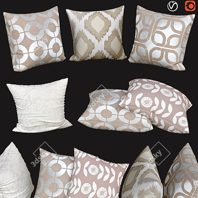 Elegant Sofa Cushions 3D model image 1