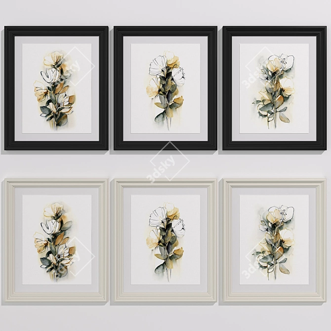 Contemporary Botanical Art Set 3D model image 1