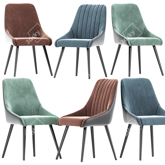 Luxury Velvet Dining Chair 3D model image 2