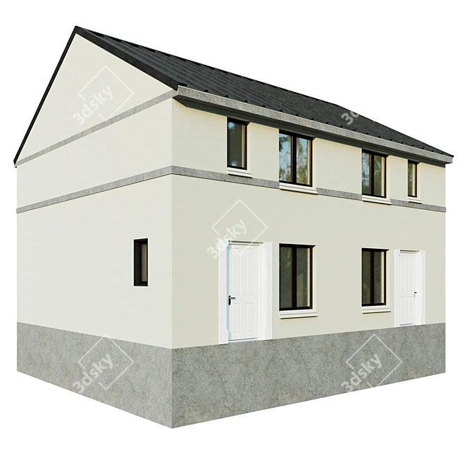 Modern Symmetrical House 3D model image 1