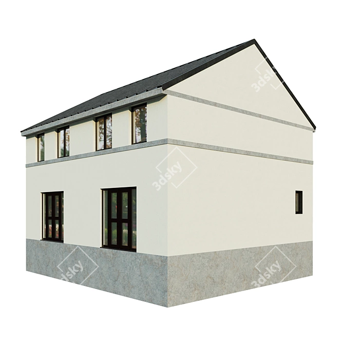 Modern Symmetrical House 3D model image 2