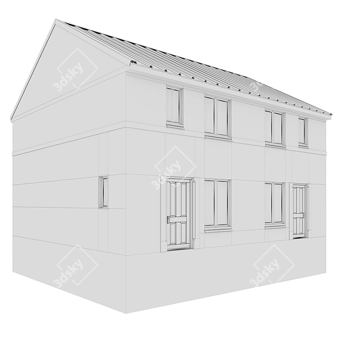 Modern Symmetrical House 3D model image 3