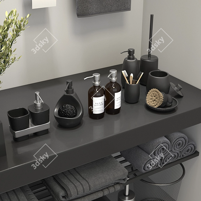 Sleek Midnight Bath Set 3D model image 11