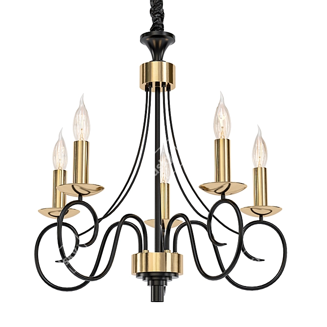 Gleaming Black Gold Chandelier 3D model image 1