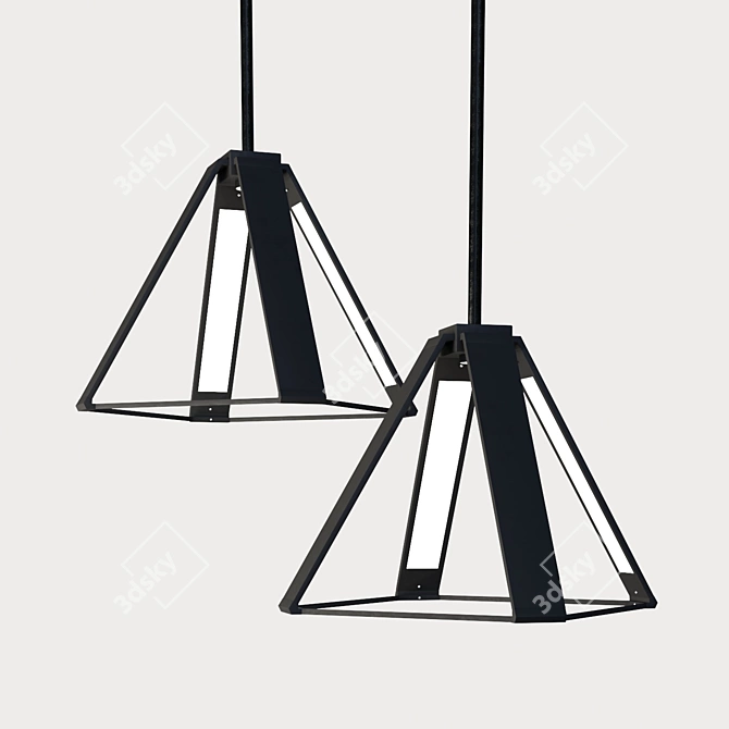 Sleek Metal LED Pendant 3D model image 4