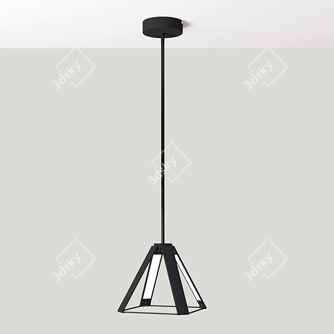 Sleek Metal LED Pendant 3D model image 5