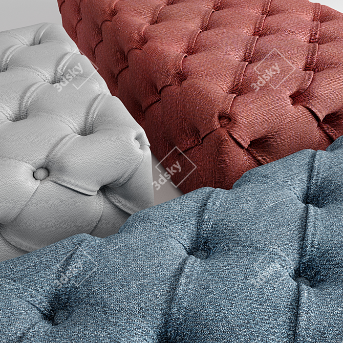 Elegant Capitonné Pouf - Luxurious and Stylish 3D model image 2