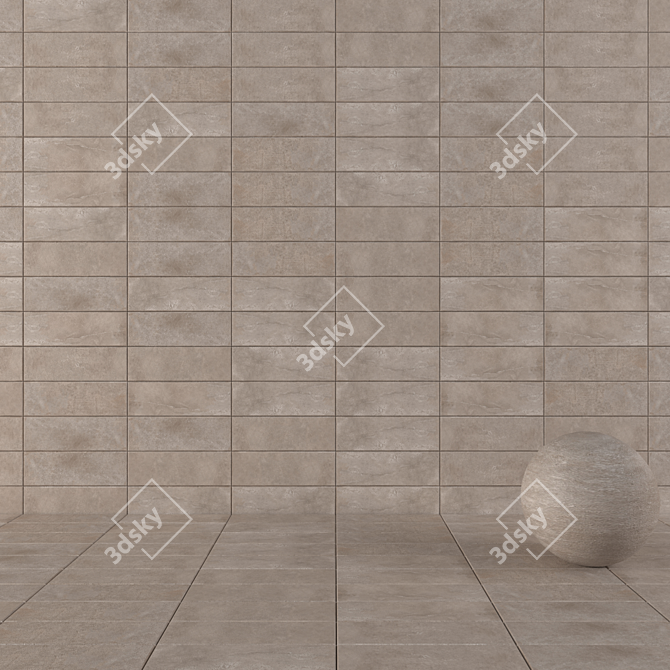 Suite Gray Concrete Wall Tiles 3D model image 1