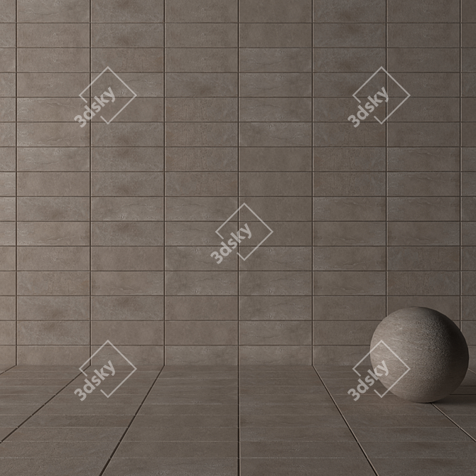 Suite Gray Concrete Wall Tiles 3D model image 3