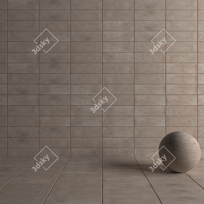 Suite Gray Concrete Wall Tiles 3D model image 4