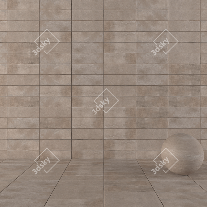 Concrete Suite Gray Wall Tiles: Multi-Texture Set 3D model image 1