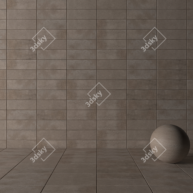 Concrete Suite Gray Wall Tiles: Multi-Texture Set 3D model image 3