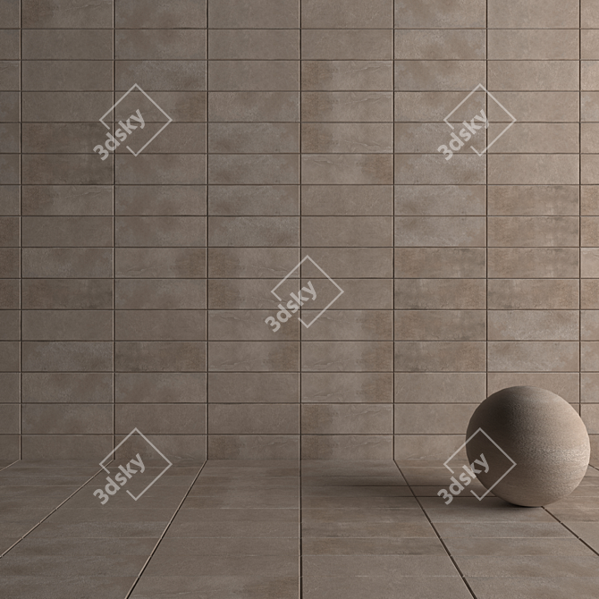 Concrete Suite Gray Wall Tiles: Multi-Texture Set 3D model image 4