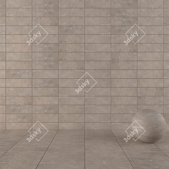 Concrete Suite Gray Wall Tiles 3D model image 1