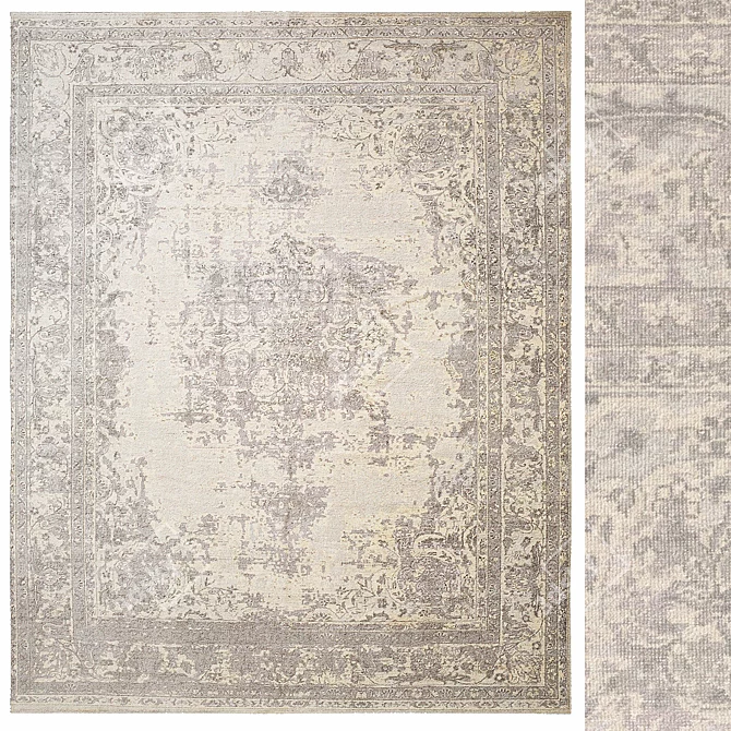 Exquisite Oudrey Wool Rug: Hand-Knotted Elegance 3D model image 1