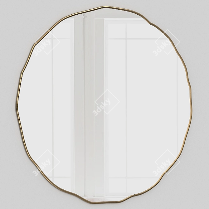 Elegant Wave Wooden Frame Mirror 3D model image 1